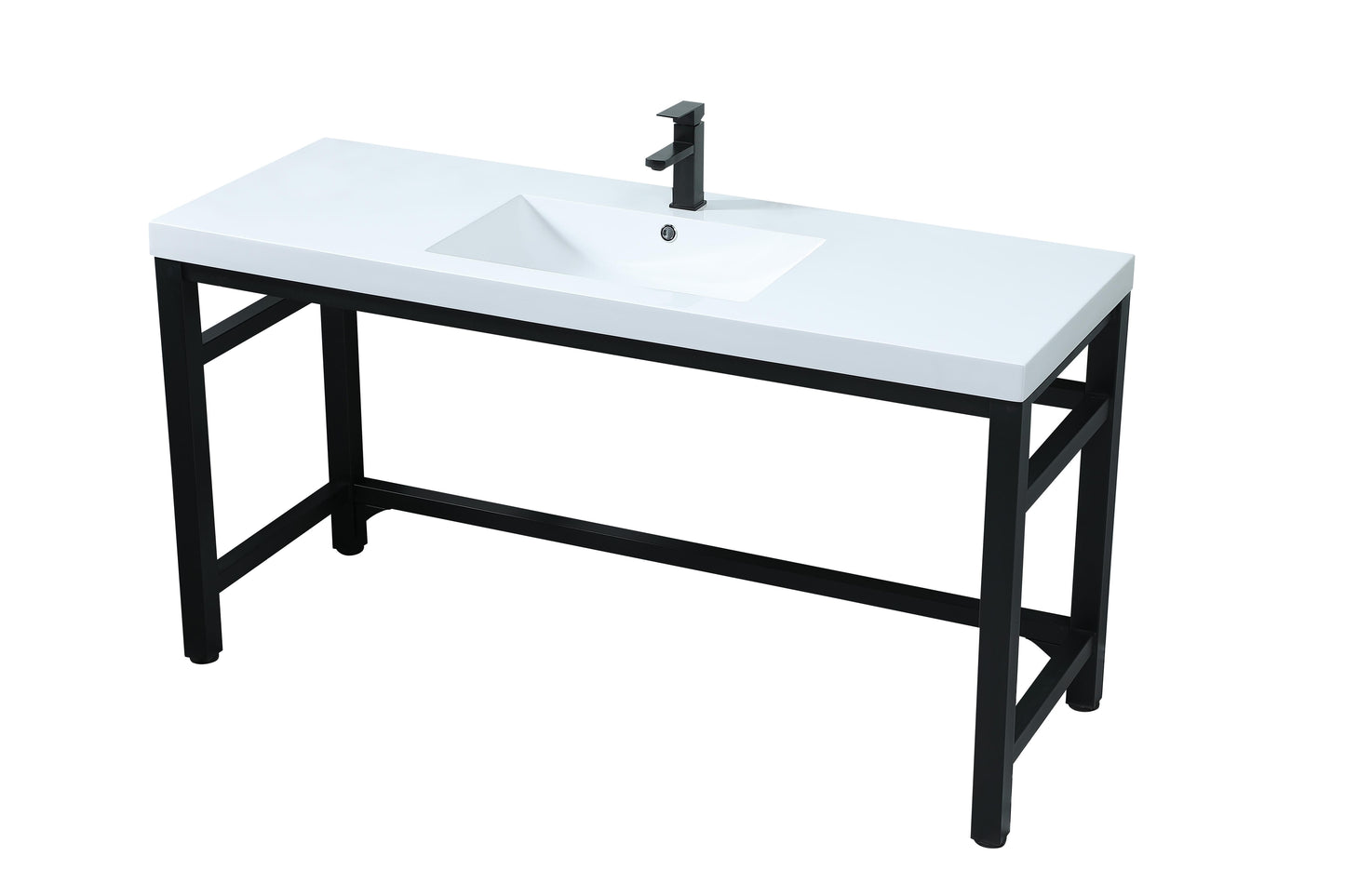 60 Inch ADA Compliant Single Bathroom Metal Vanity in Black - BC1306032BK