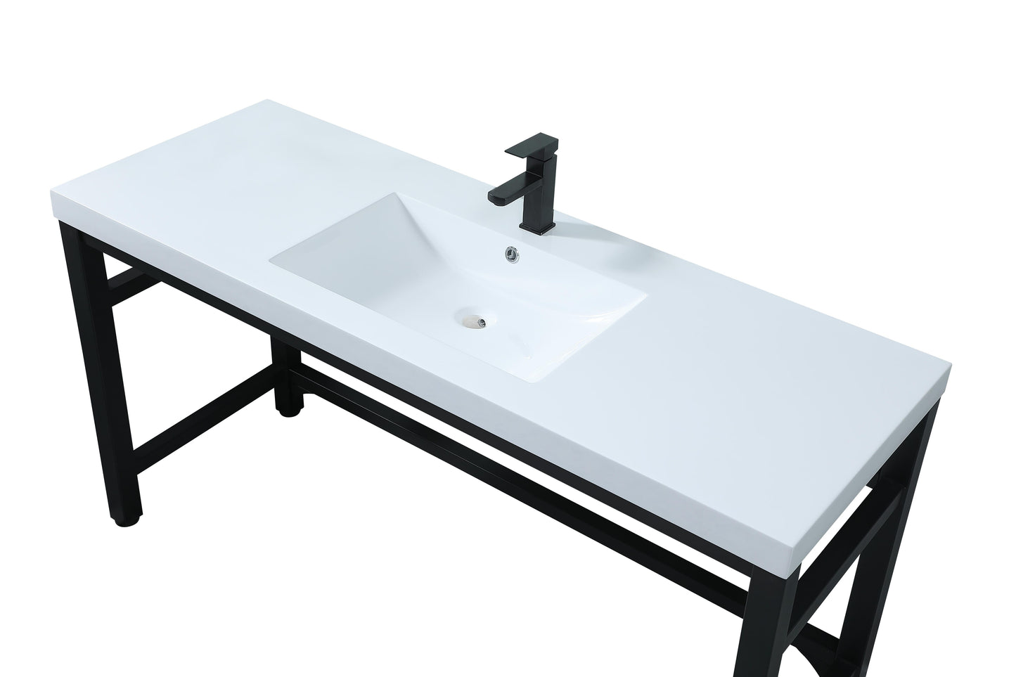 60 Inch ADA Compliant Single Bathroom Metal Vanity in Black - BC1306032BK