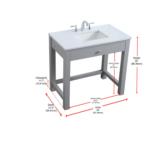 36 Inch ADA Compliant Bathroom Vanity in Grey - BC1403634GR