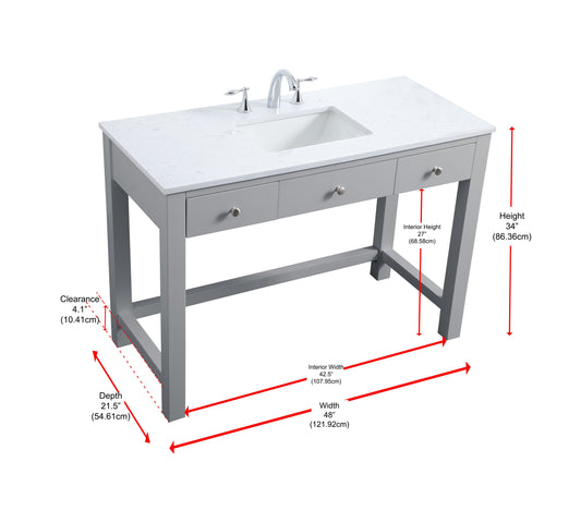 48 Inch ADA Compliant Bathroom Vanity in Grey - BC1404834GR