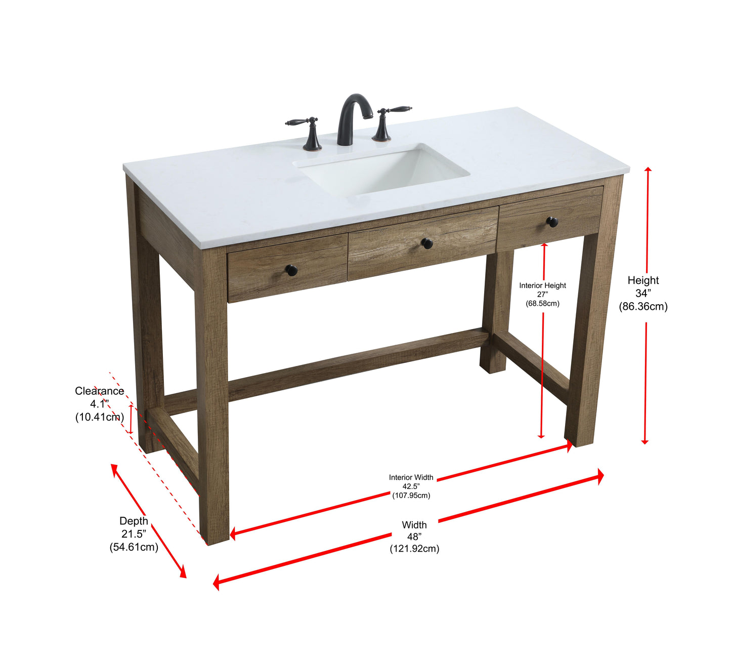 48 Inch ADA Compliant Bathroom Vanity in Natural Oak - BC1404834NT