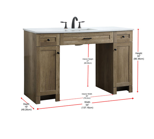 54 Inch ADA Compliant Bathroom Vanity in Natural Oak - BC1405434NT