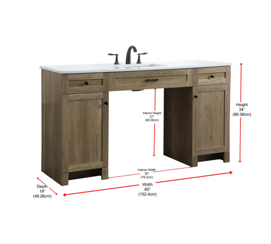 60 Inch ADA Compliant Bathroom Vanity in Natural Oak - BC1406034NT