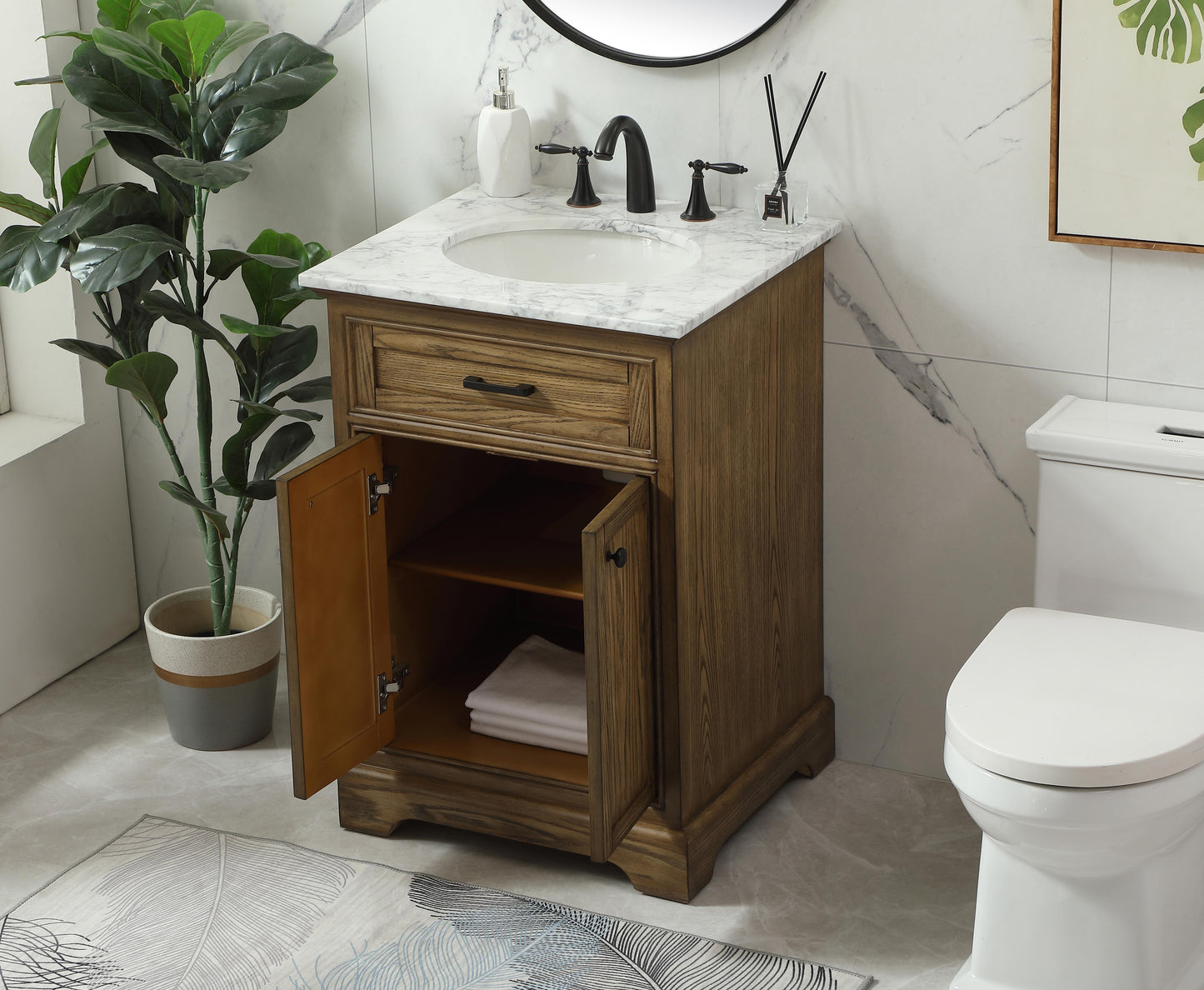 24 inch Single Bathroom Vanity in Driftwood - BC1502435DW