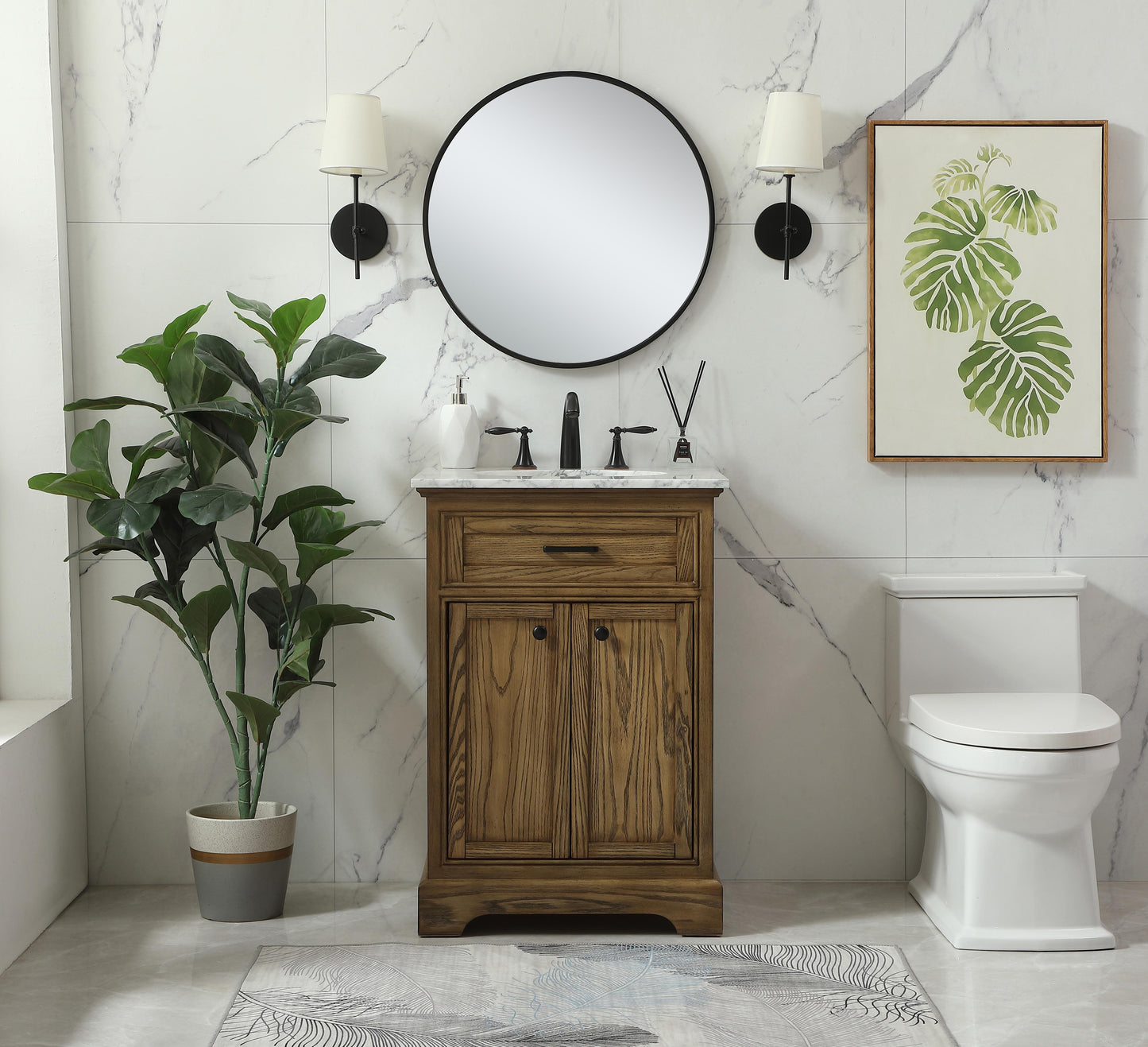 24 inch Single Bathroom Vanity in Driftwood - BC1502435DW