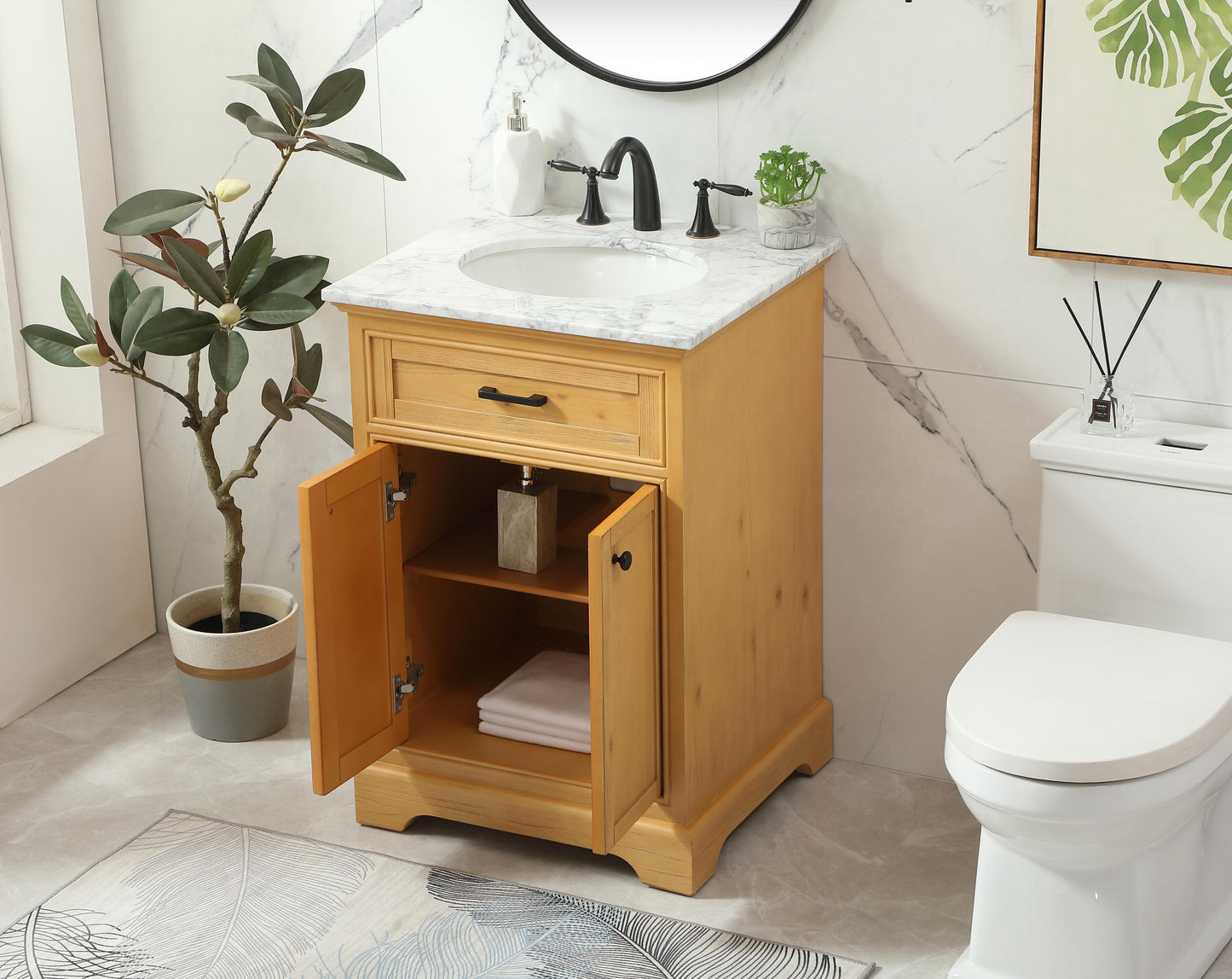 24 inch Single Bathroom Vanity in Natural Wood - BC1502435NW