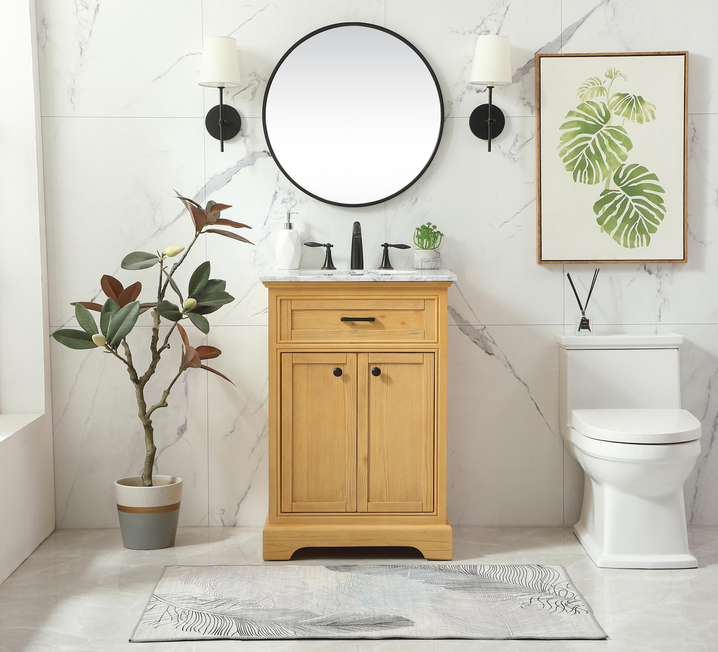 24 inch Single Bathroom Vanity in Natural Wood - BC1502435NW