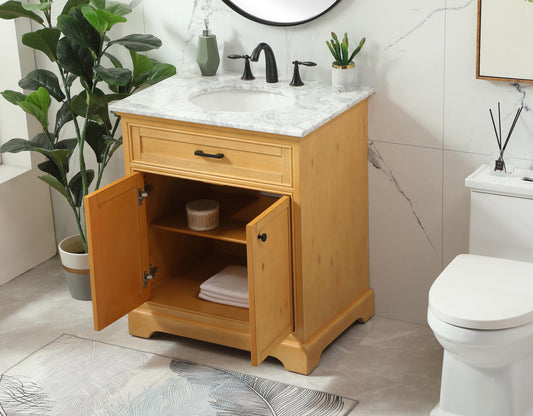 30 inch Single Bathroom Vanity in Natural Wood - BC1503035NW