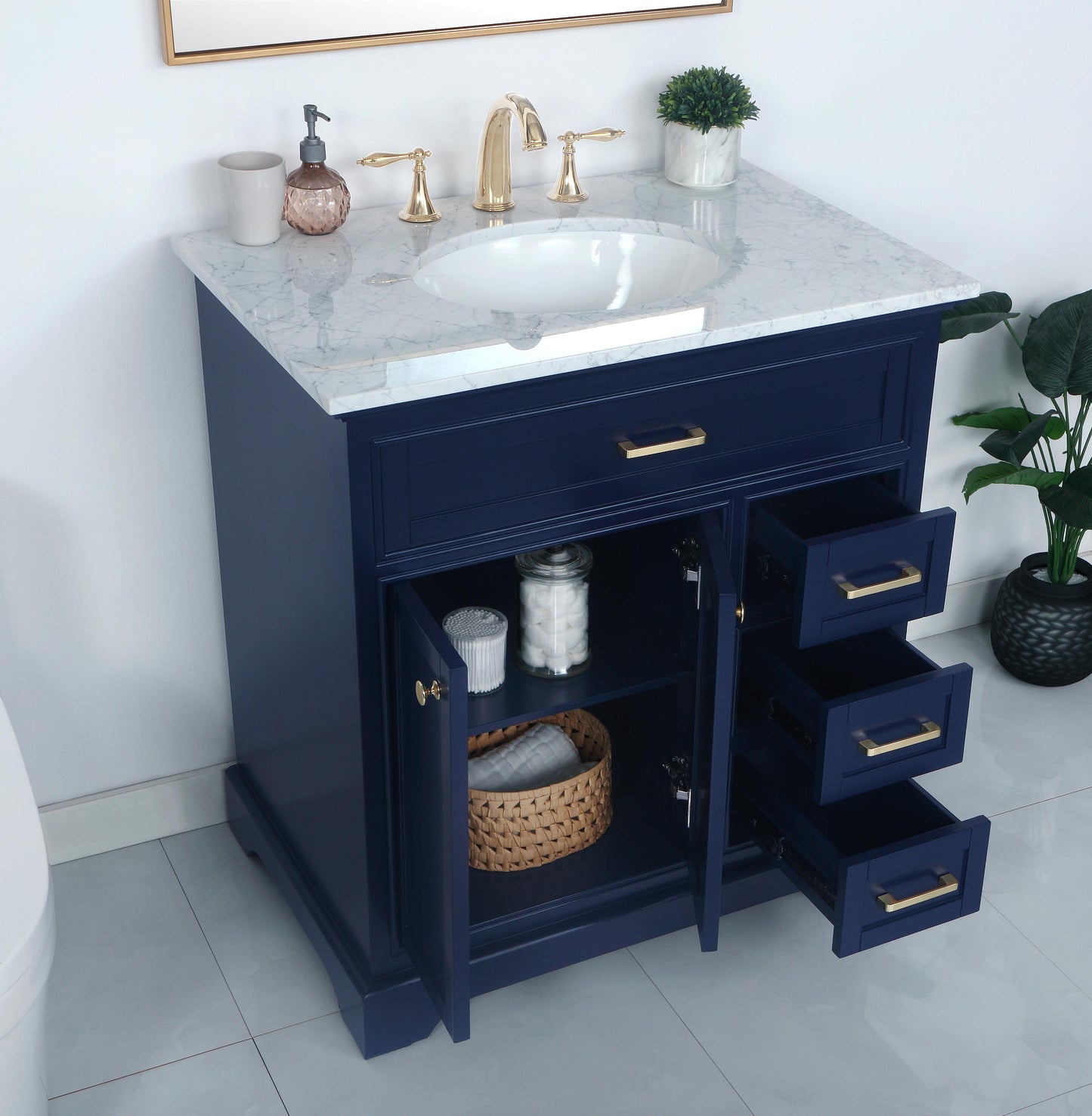 32 inch Single Bathroom Vanity in Blue - BC1503235BL