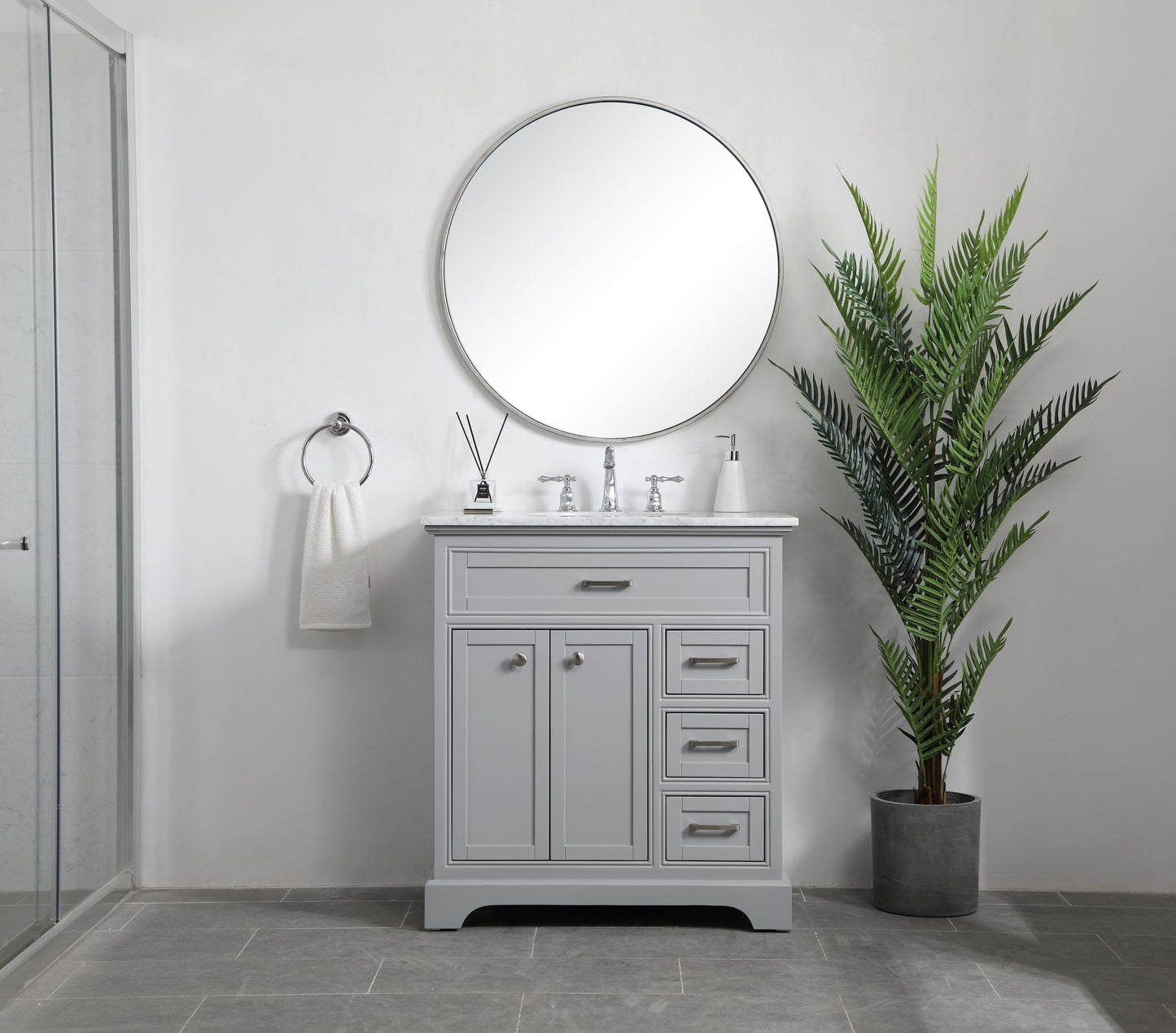 32 inch Single Bathroom Vanity in Grey - BC1503235GR