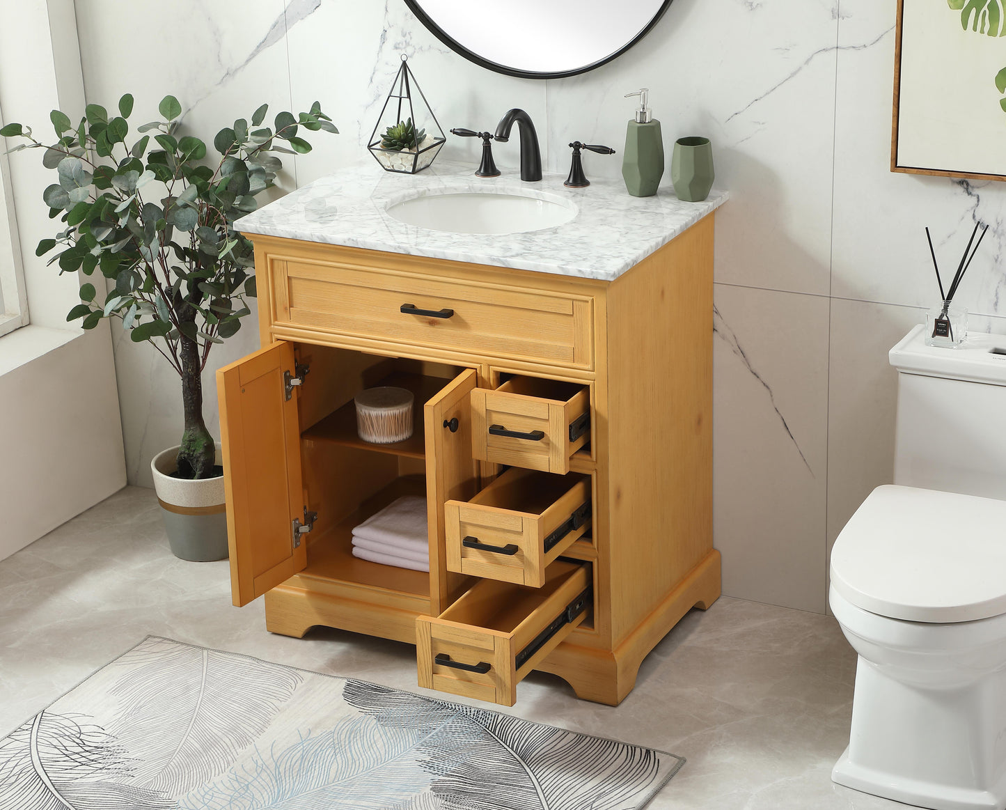 32 inch Single Bathroom Vanity in Natural Wood - BC1503235NW