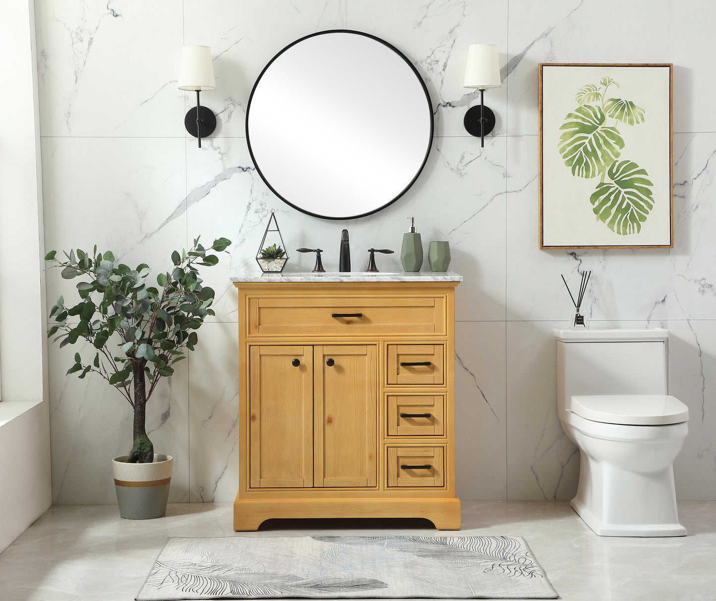 32 inch Single Bathroom Vanity in Natural Wood - BC1503235NW