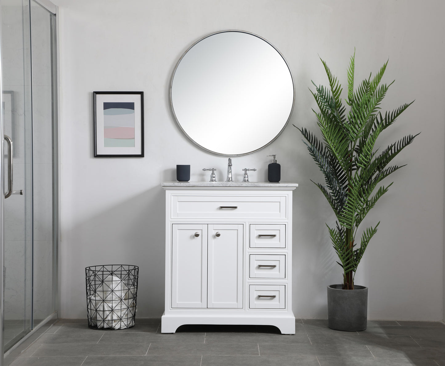 32 inch Single Bathroom Vanity in White - BC1503235WH