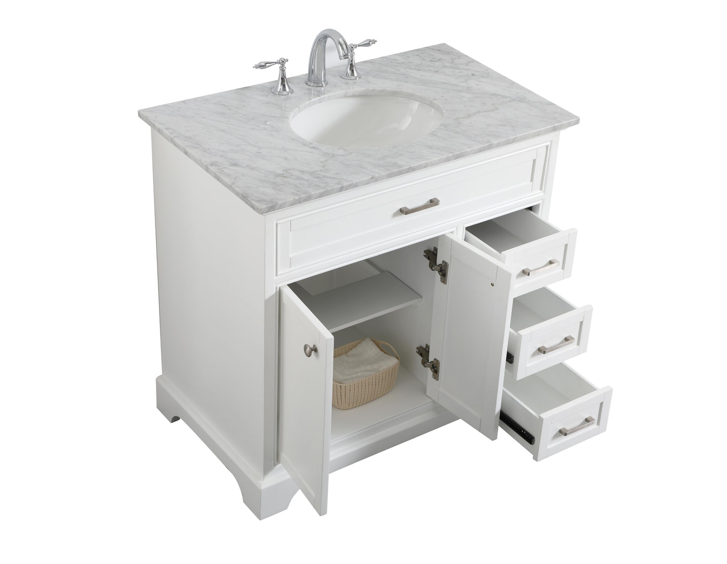 36 in. Single Bathroom Vanity Set in White - BC1503635WH