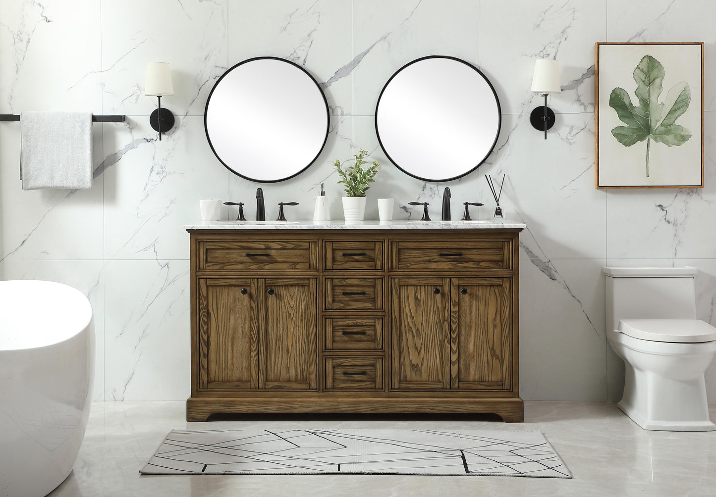 60 inch Double Bathroom Vanity in Driftwood - BC150D6035DW