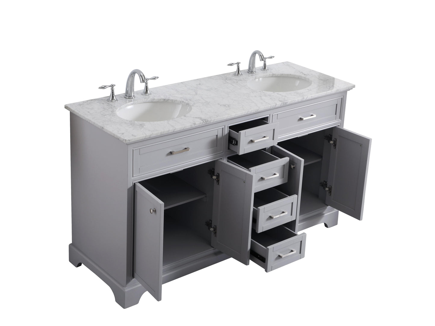 60 in. Double Bathroom Vanity Set in Light Grey - BC150D6035GR