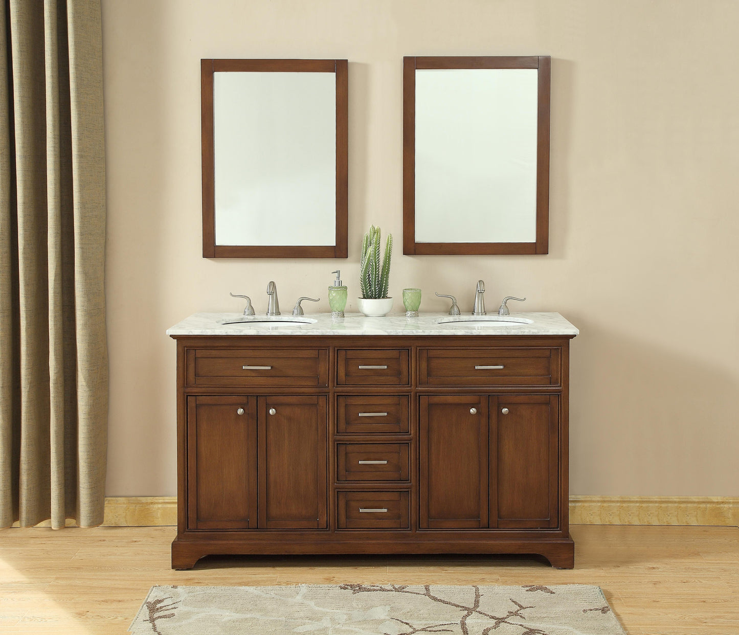 60 in. Double Bathroom Vanity Set in Teak - BC150D6035TK