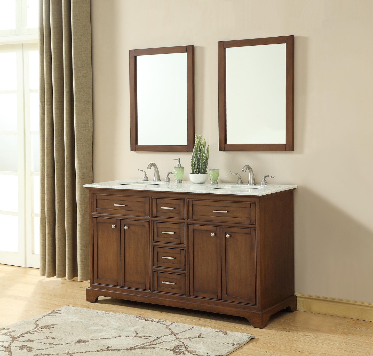 60 in. Double Bathroom Vanity Set in Teak - BC150D6035TK