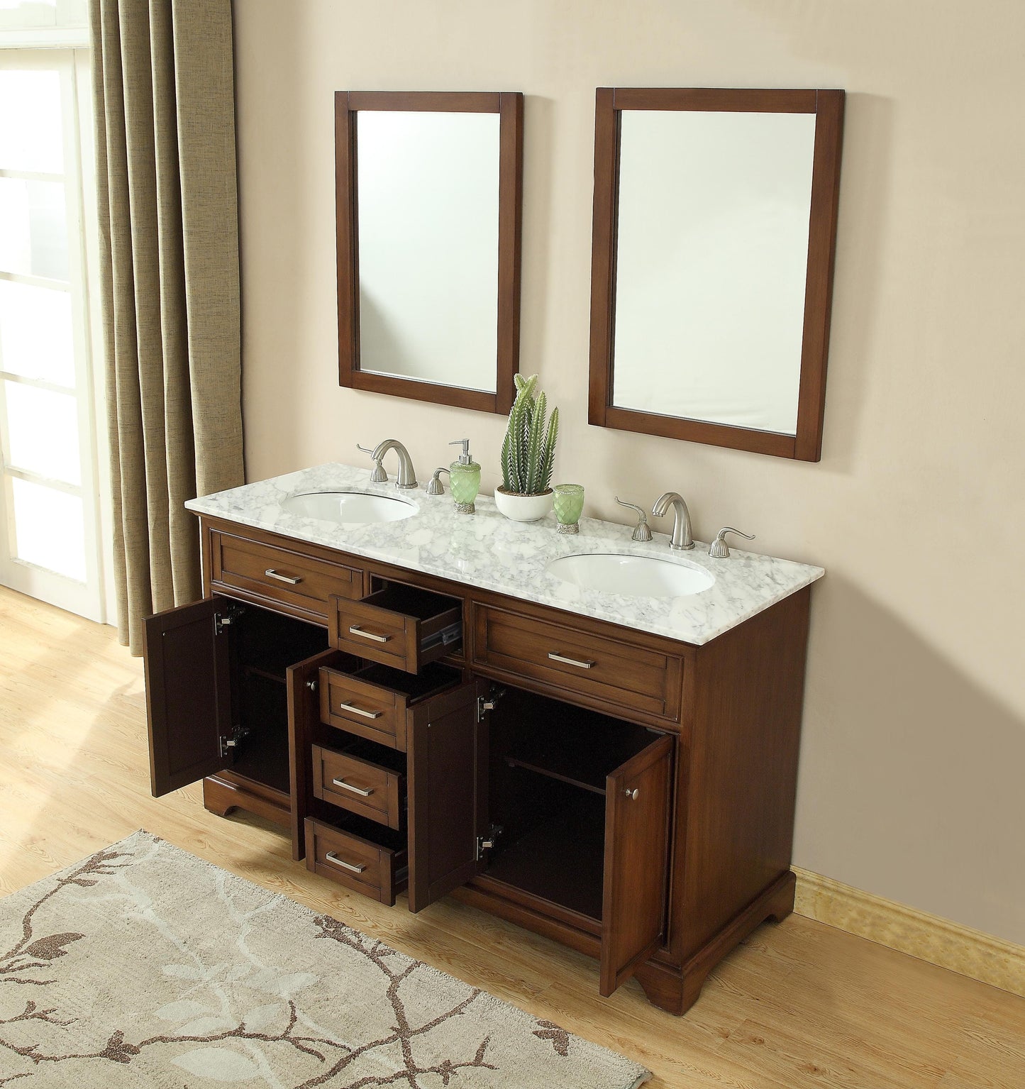 60 in. Double Bathroom Vanity Set in Teak - BC150D6035TK