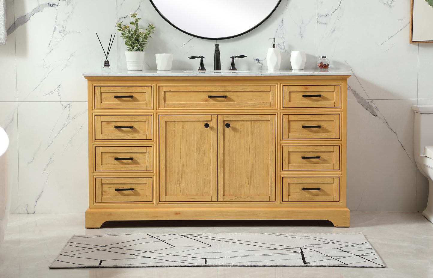 60 inch Single Bathroom Vanity in Natural Wood - BC1506035NW