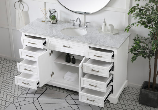 60 inch Single Bathroom Vanity in White - BC1506035WH