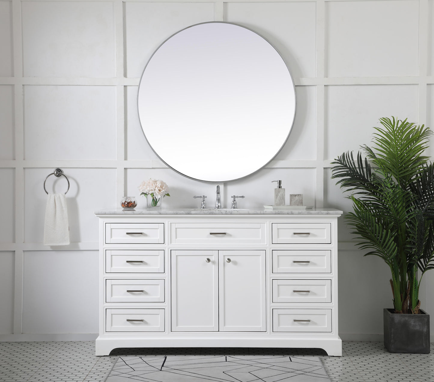 60 inch Single Bathroom Vanity in White - BC1506035WH