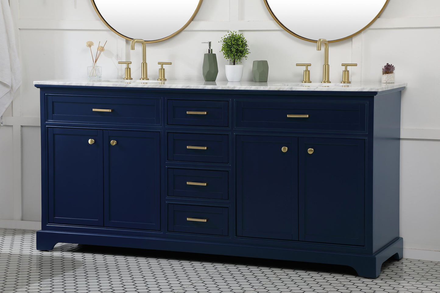 72 inch Double Bathroom Vanity in Blue - BC150D7235BL