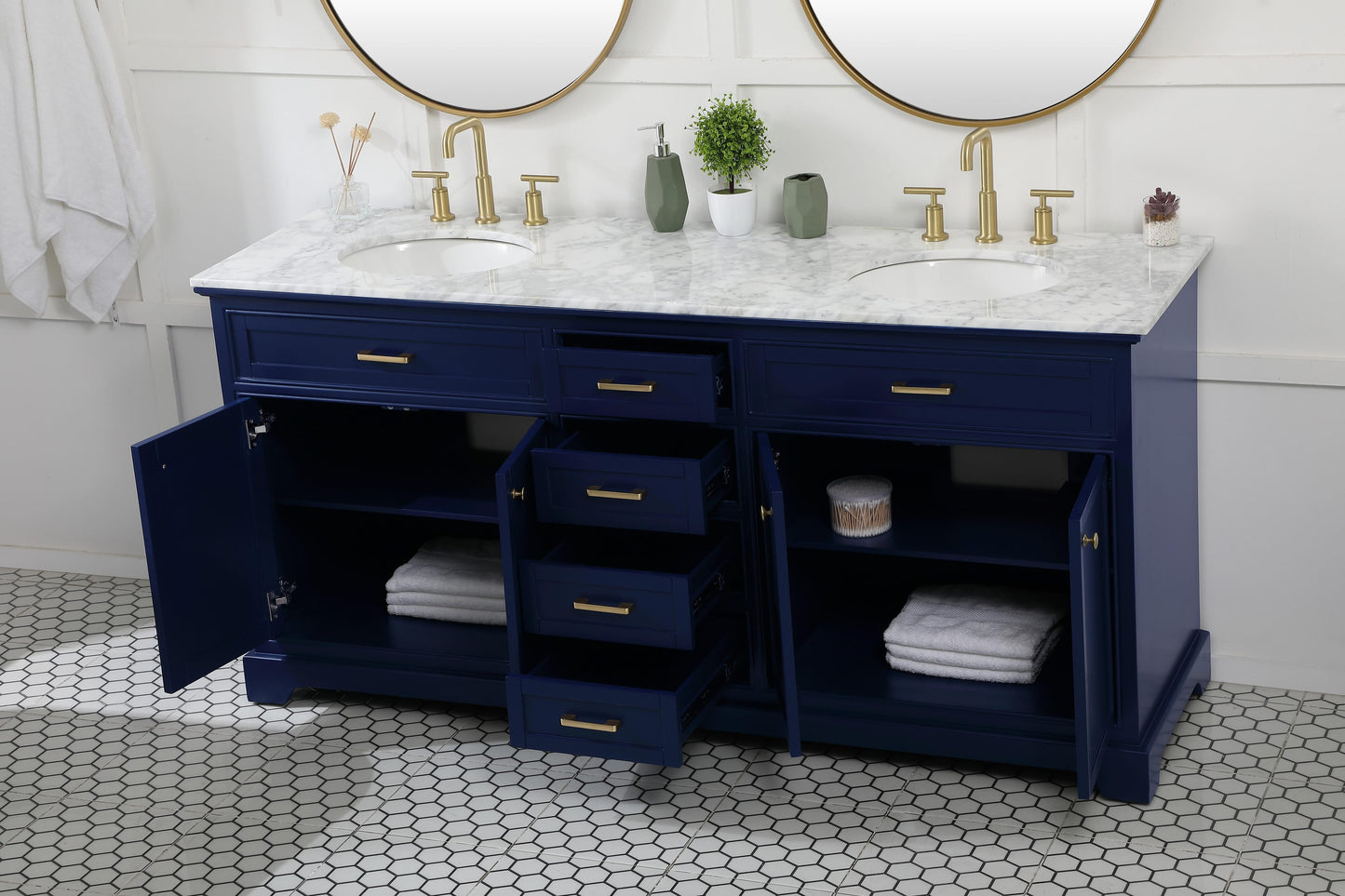 72 inch Double Bathroom Vanity in Blue - BC150D7235BL