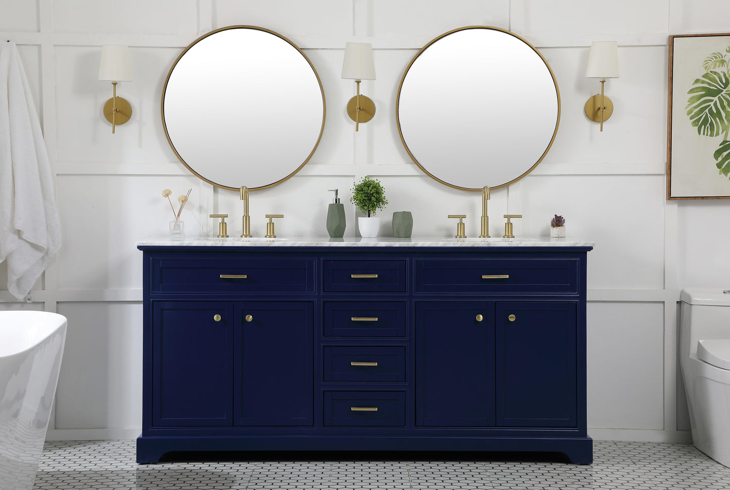 72 inch Double Bathroom Vanity in Blue - BC150D7235BL