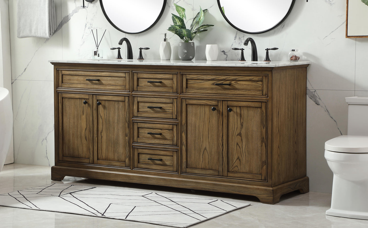 72 inch Double Bathroom Vanity in Driftwood - BC150D7235DW