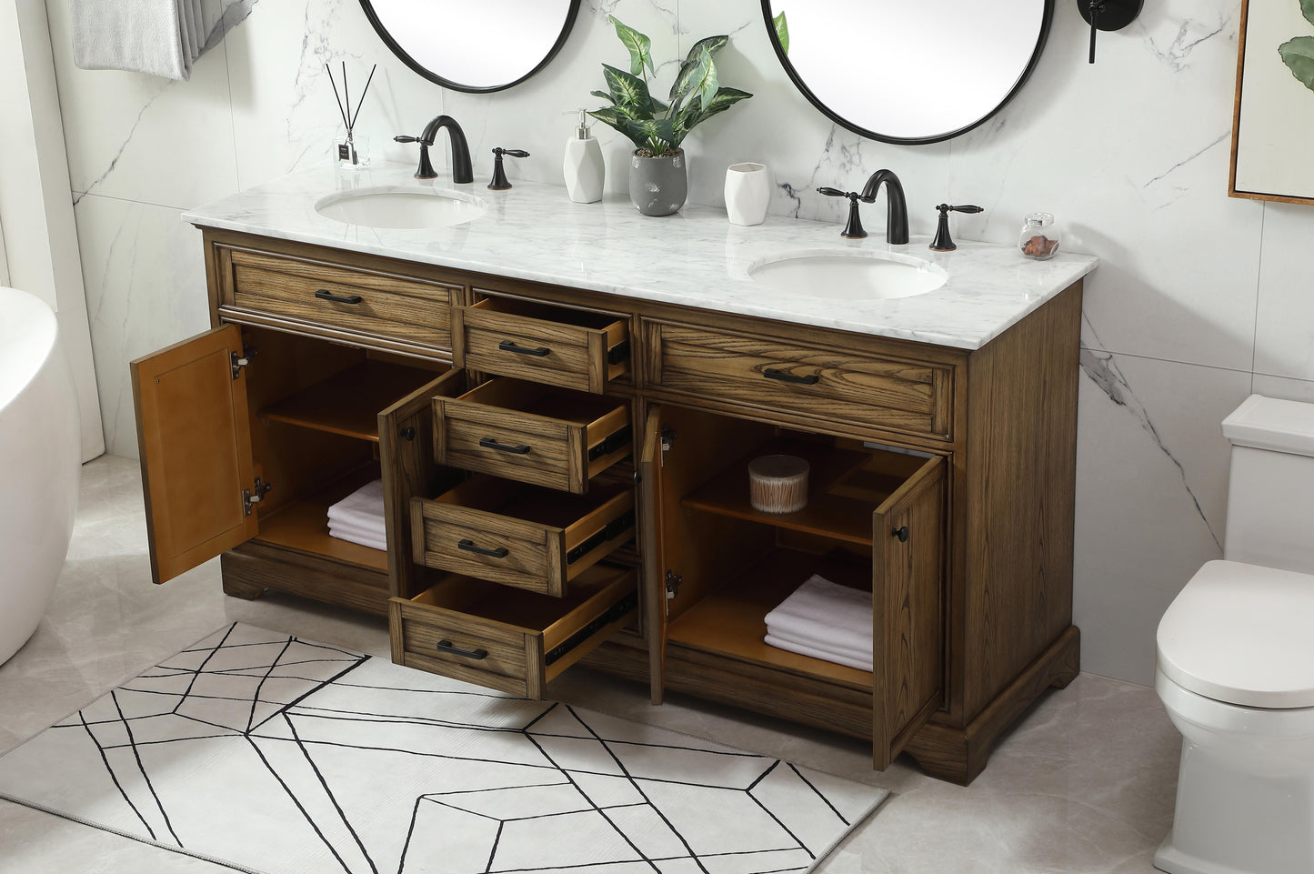 72 inch Double Bathroom Vanity in Driftwood - BC150D7235DW