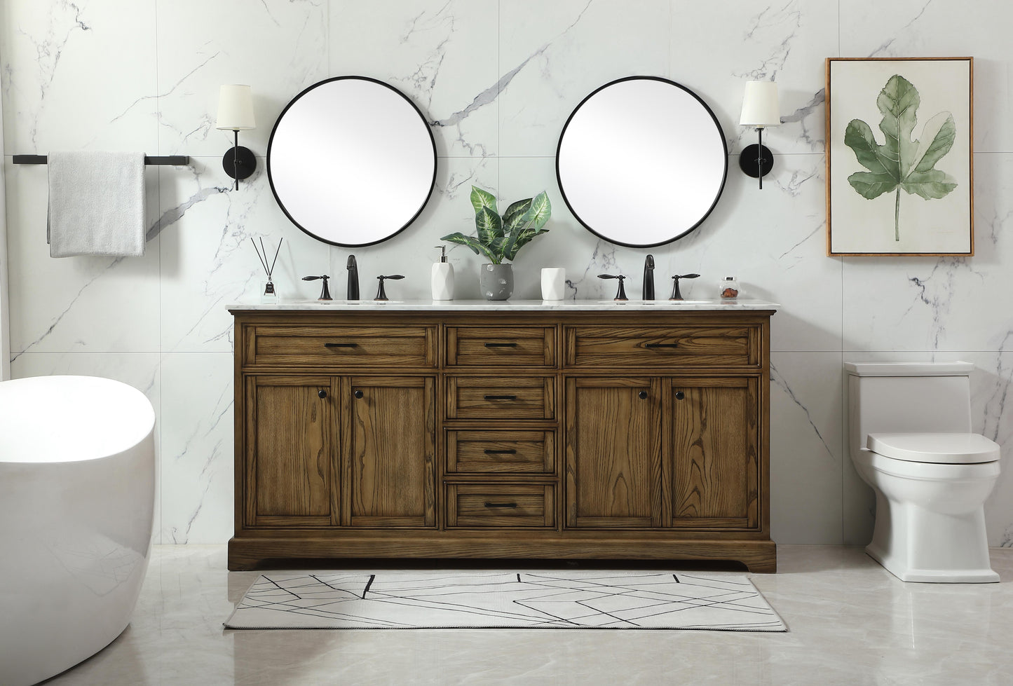 72 inch Double Bathroom Vanity in Driftwood - BC150D7235DW