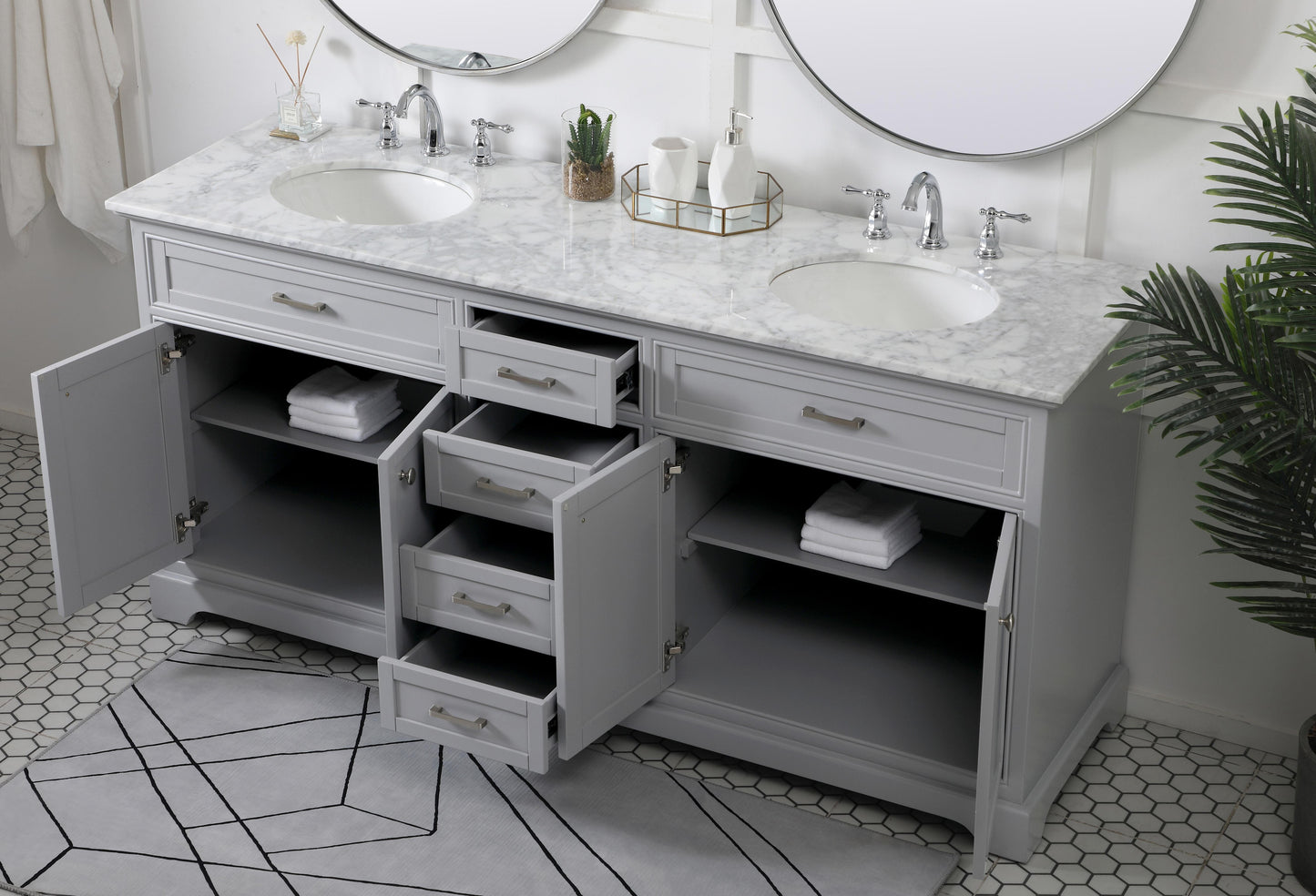 72 inch Double Bathroom Vanity in Grey - BC150D7235GR