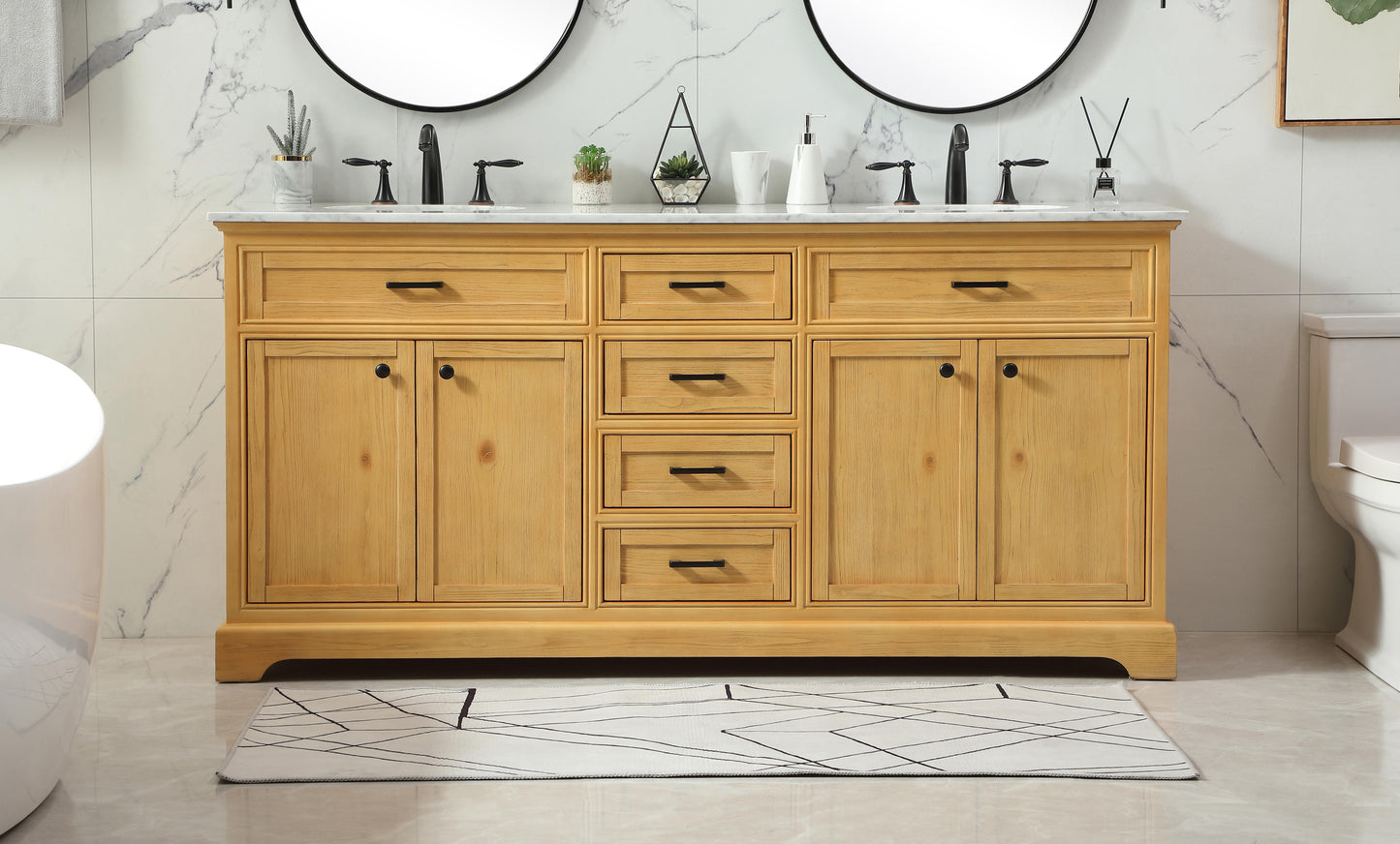 72 inch Double Bathroom Vanity in Natural Wood - BC150D7235NW