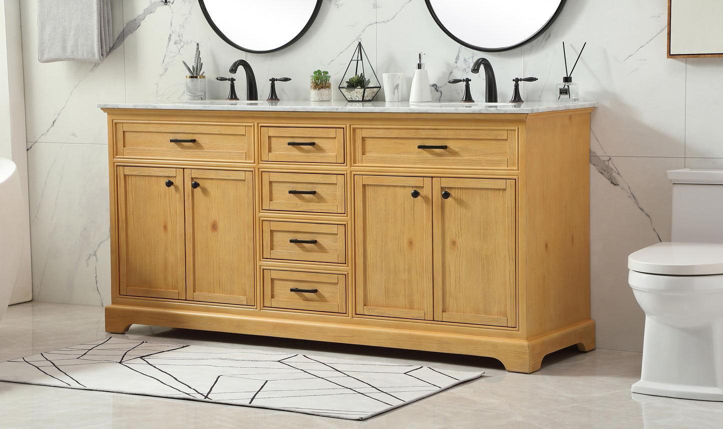 72 inch Double Bathroom Vanity in Natural Wood - BC150D7235NW