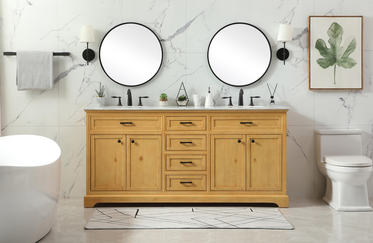 72 inch Double Bathroom Vanity in Natural Wood - BC150D7235NW