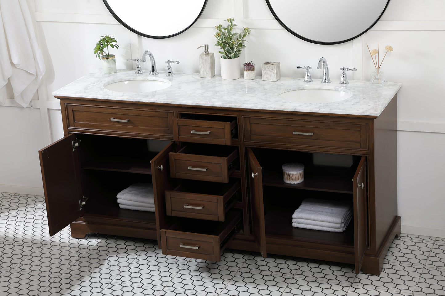 72 inch Double Bathroom Vanity in Teak - BC150D7235TK