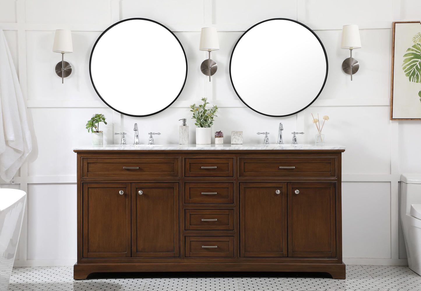 72 inch Double Bathroom Vanity in Teak - BC150D7235TK