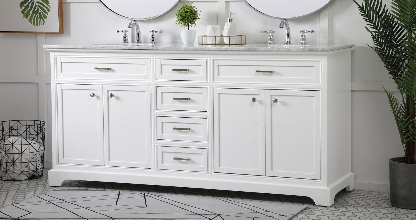 72 inch Double Bathroom Vanity in White - BC150D7235WH