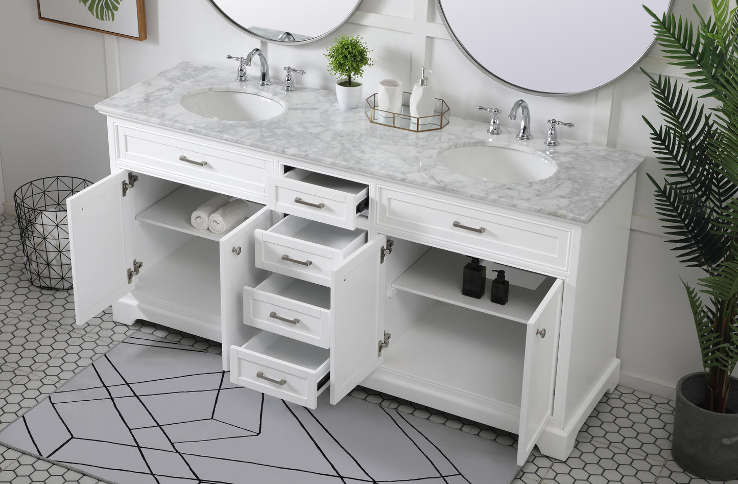 72 inch Double Bathroom Vanity in White - BC150D7235WH