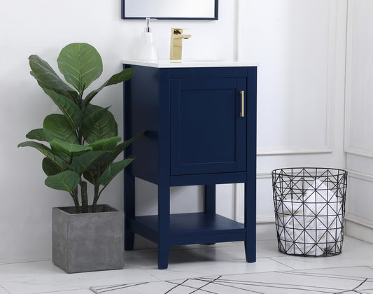 18 inch Single Bathroom Vanity in Blue - BC1601834BL