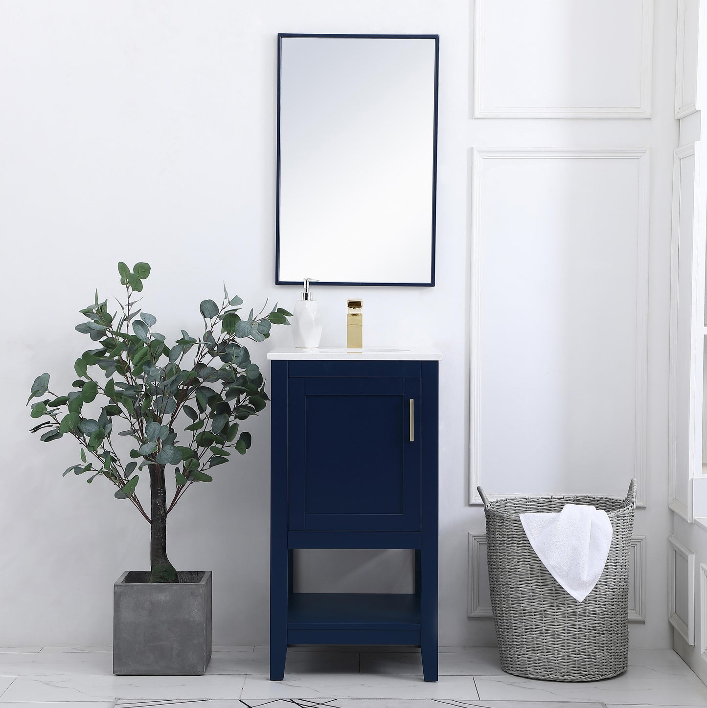 18 inch Single Bathroom Vanity in Blue - BC1601834BL