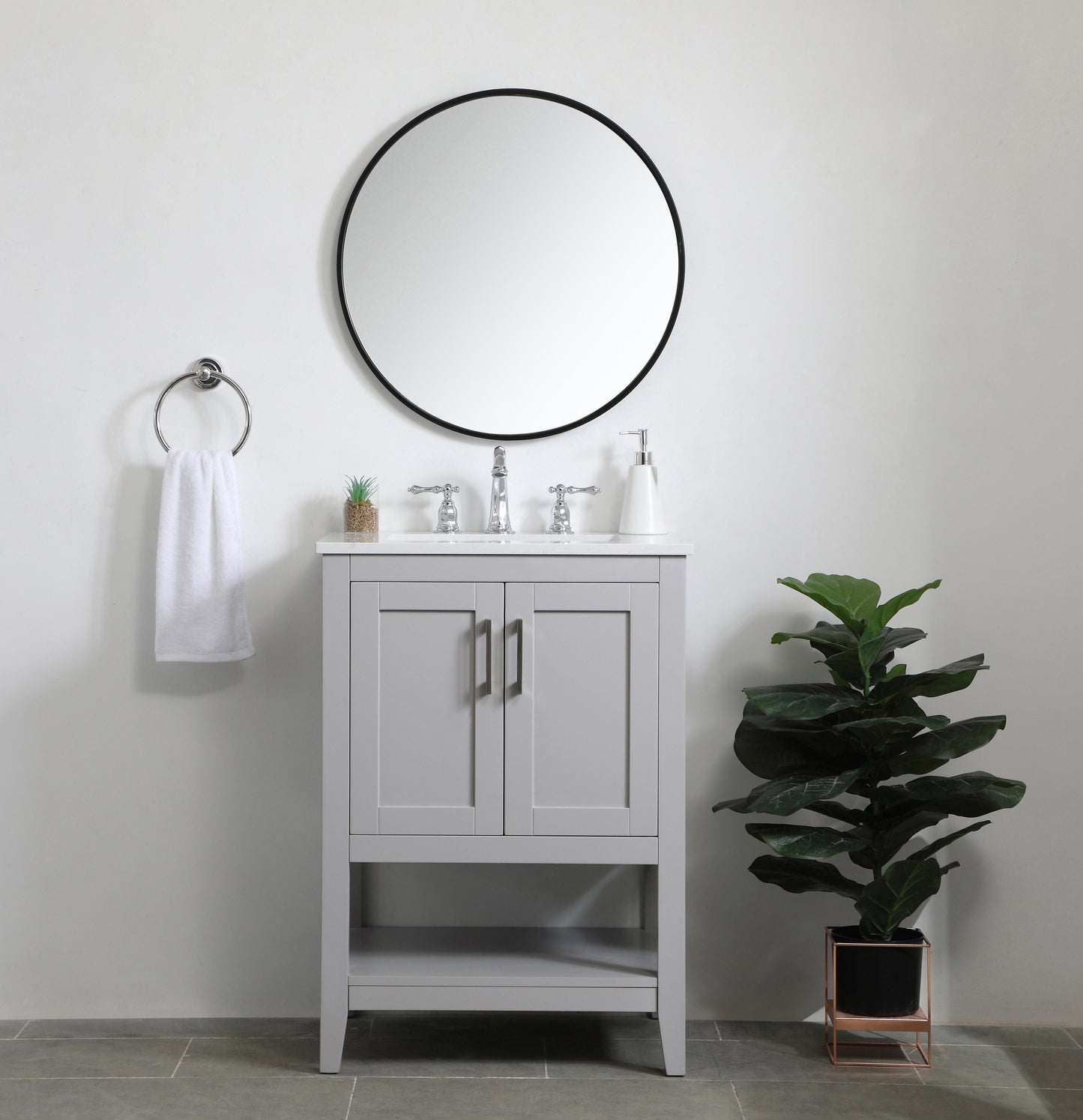 24 inch Single Bathroom Vanity in Grey - BC1602434GR