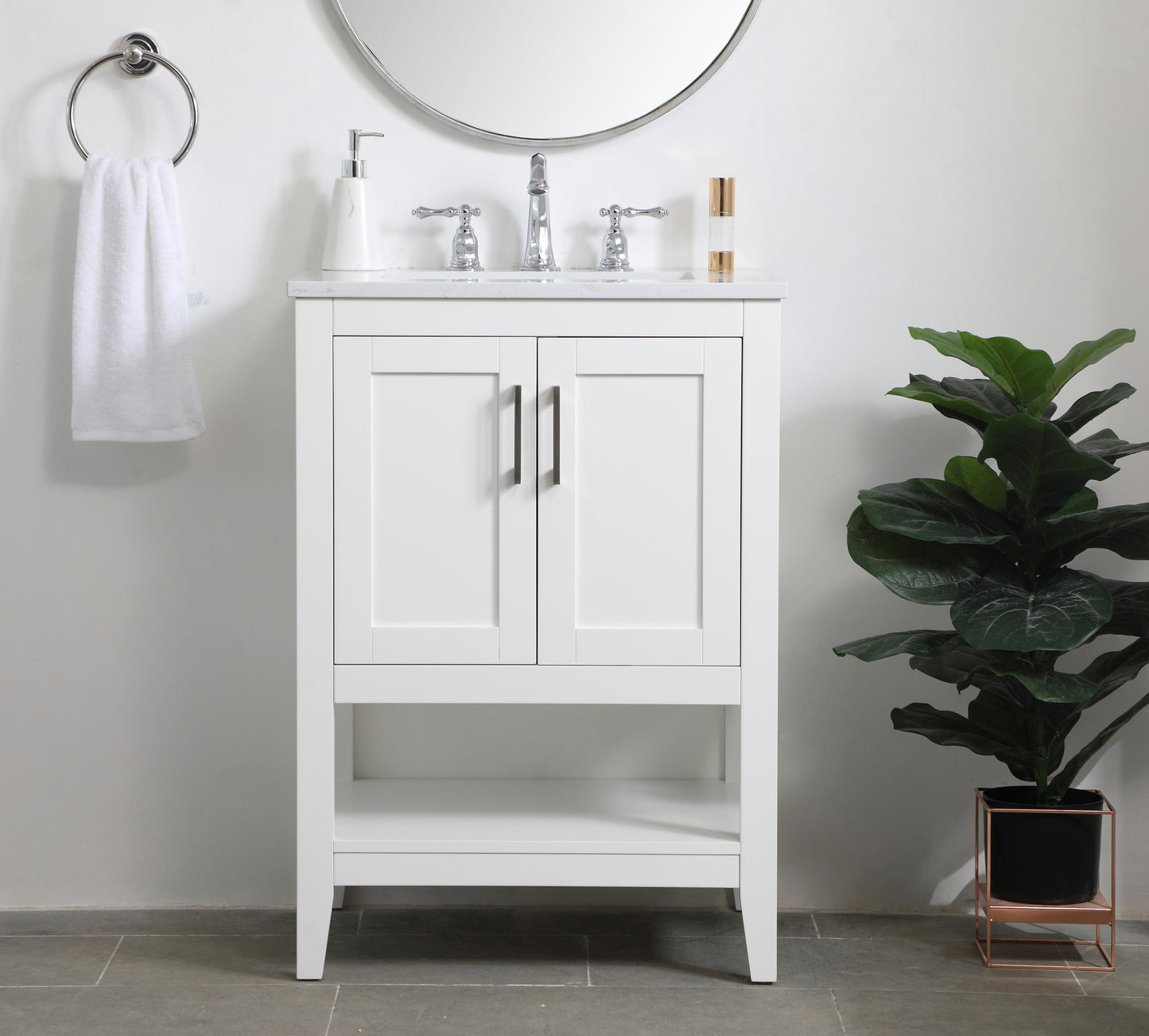 24 inch Single Bathroom Vanity in White - BC1602434WH