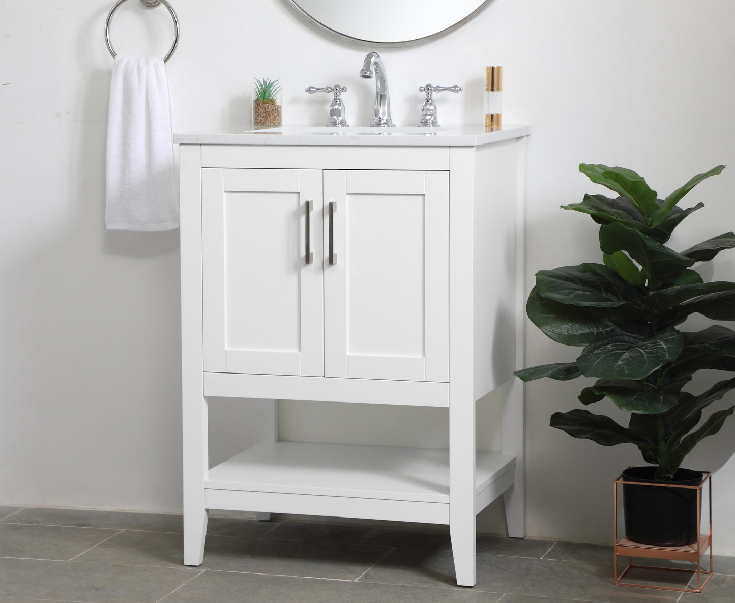 24 inch Single Bathroom Vanity in White - BC1602434WH