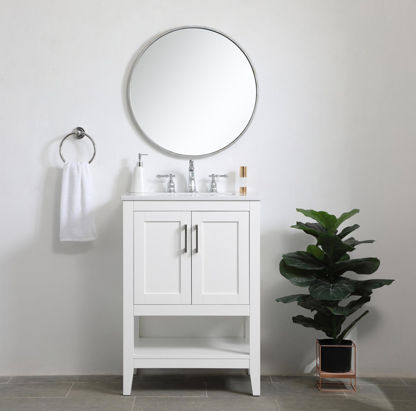 24 inch Single Bathroom Vanity in White - BC1602434WH