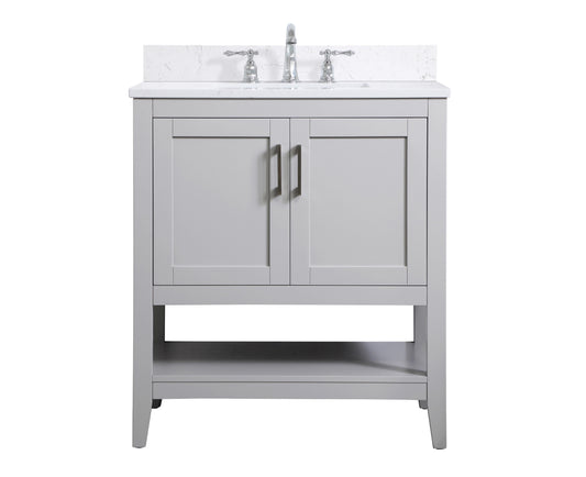 30 inch Single Bathroom Vanity in Grey with Backsplash - BC1603034GR-BS