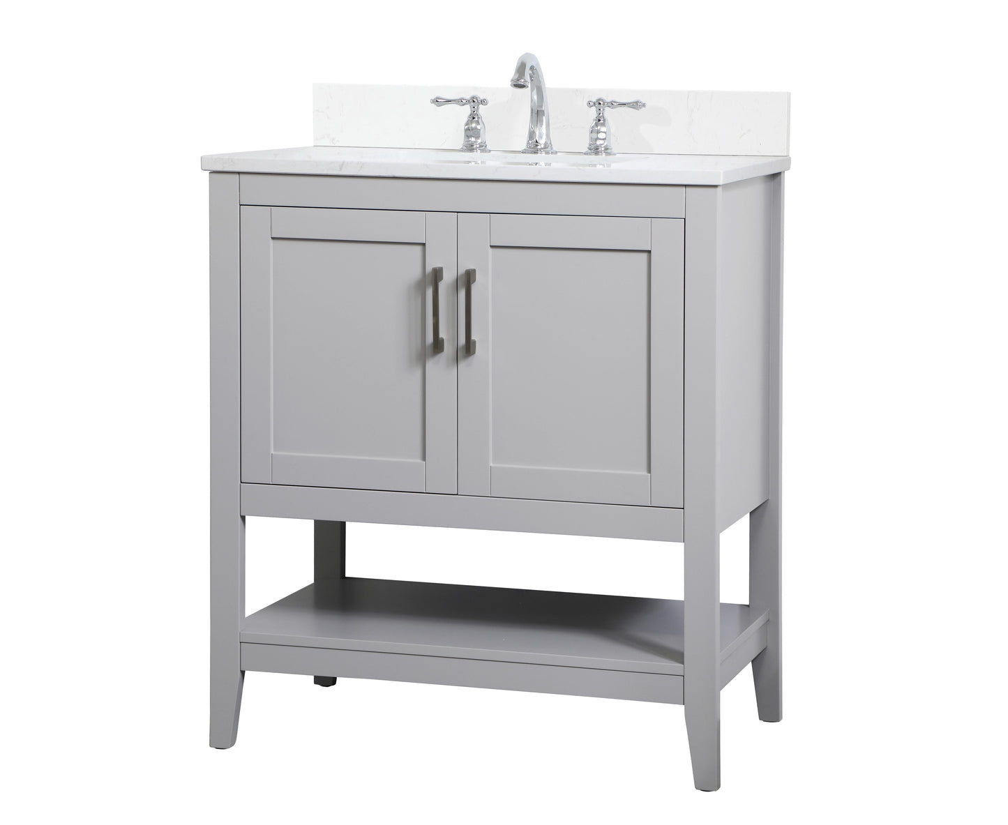 30 inch Single Bathroom Vanity in Grey with Backsplash - BC1603034GR-BS