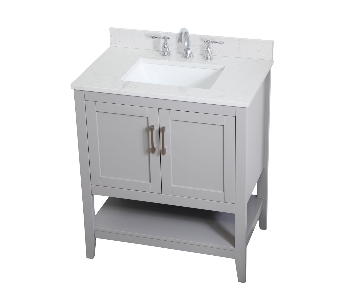 30 inch Single Bathroom Vanity in Grey with Backsplash - BC1603034GR-BS