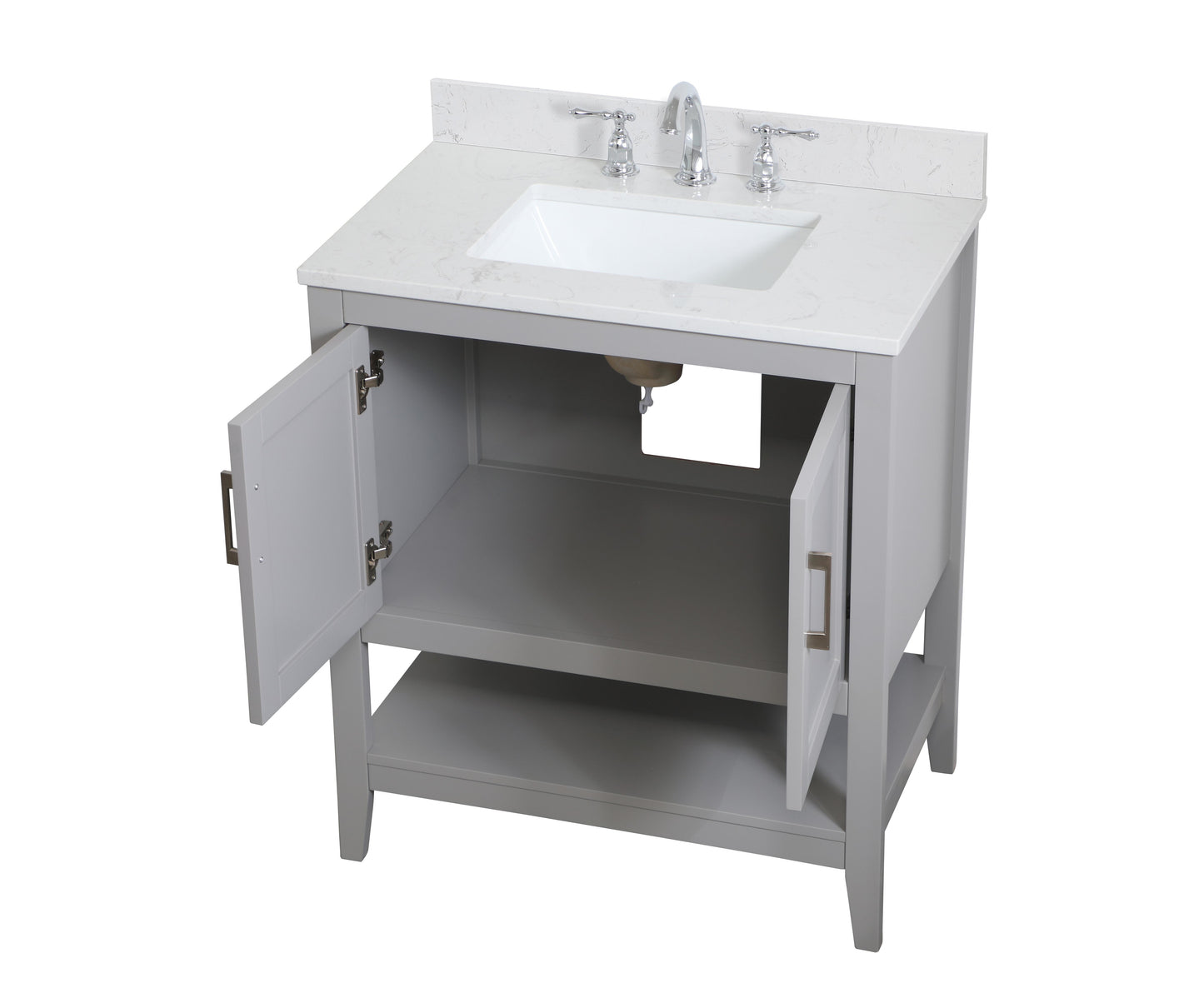 30 inch Single Bathroom Vanity in Grey with Backsplash - BC1603034GR-BS